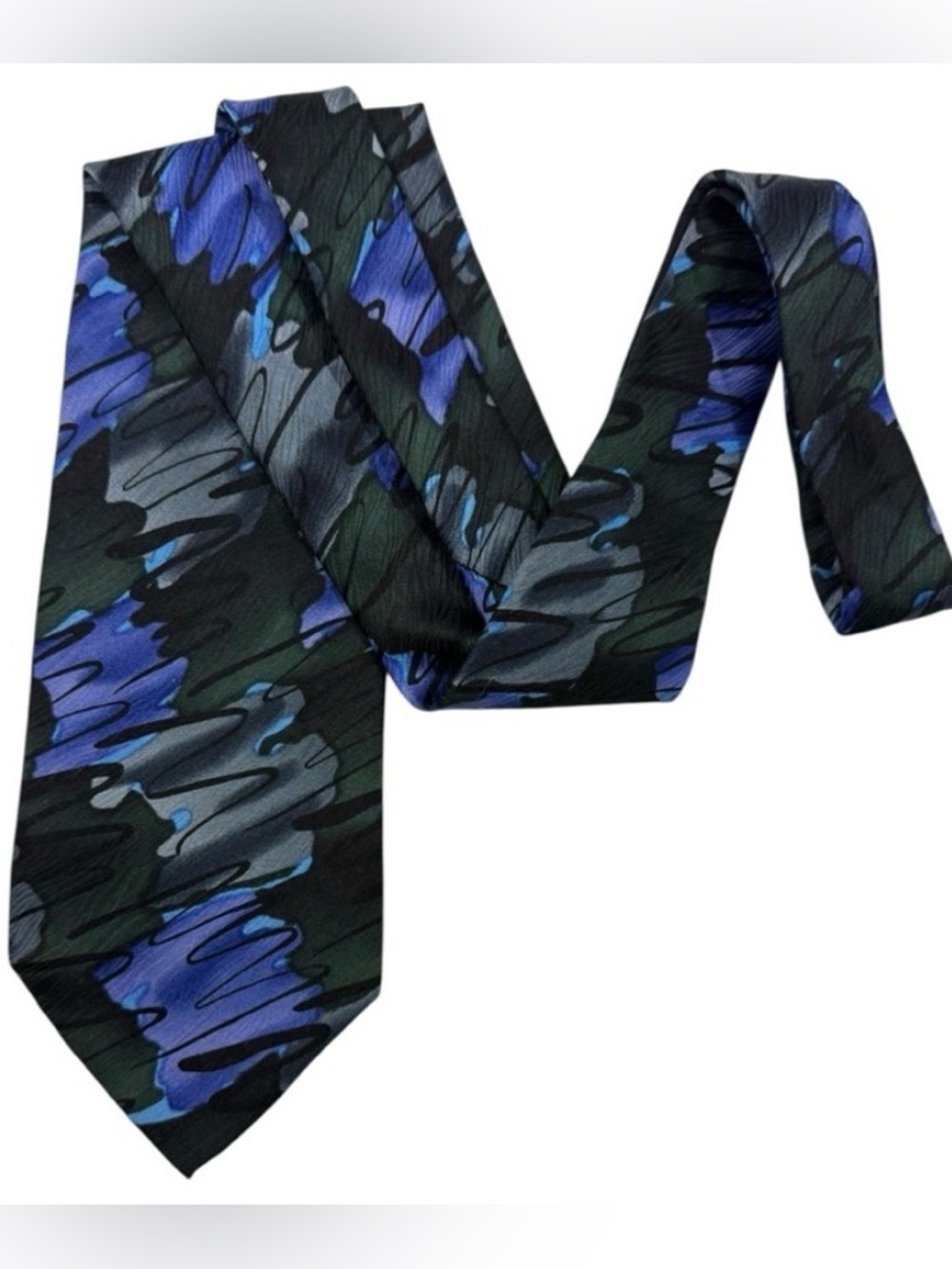 Jerry Garcia Beehive Collection Purple Gray Black Deep Green Abstract Silk Tie